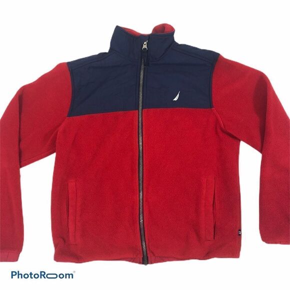 Boys Nautica Red Fleece Zip‎ Up Jacket Size 10/12 - Picture 2 of 8